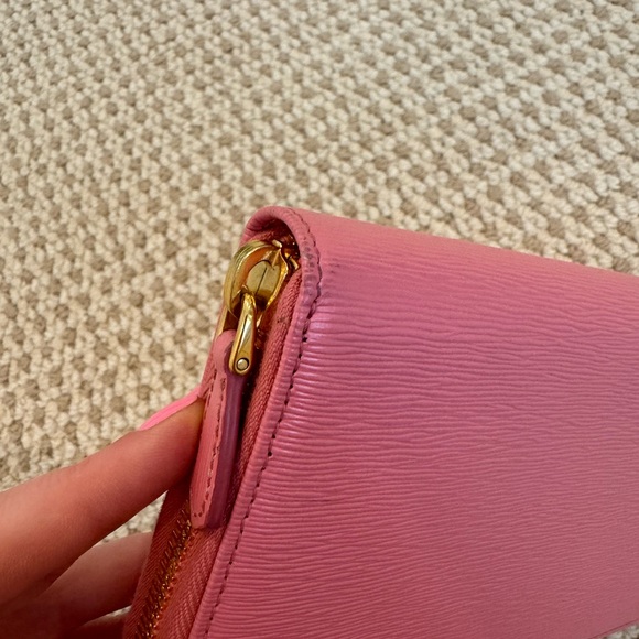 Prada Saffiano Leather Zip Around Long Wallet - Pink - Picture 8 of 8